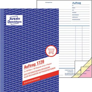 Zweckform Avery  1726 Auftragsbuch A5 3x40 Blatt