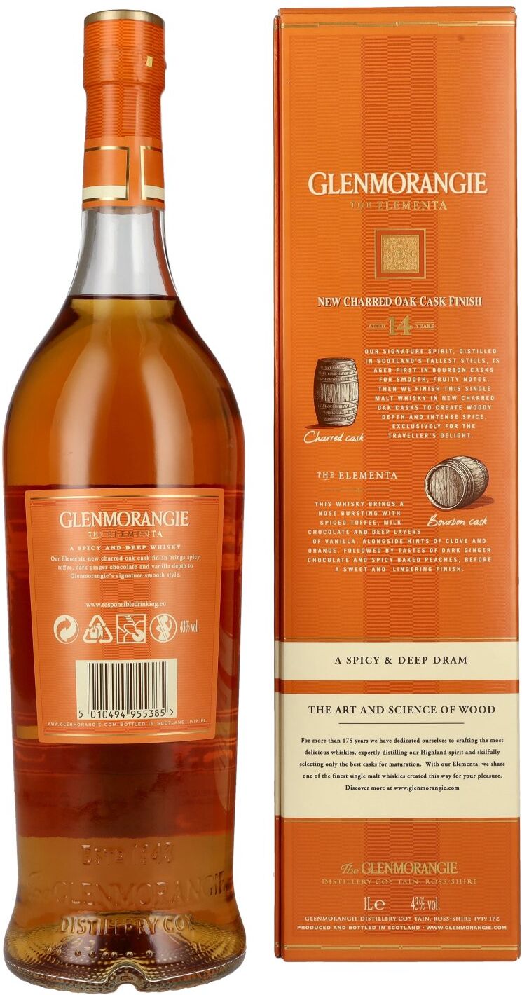 Glenmorangie The ELEMENTA 14 Years Old New Charred Oak Cask Finish 43% Vol. 1l in Geschenkbox
