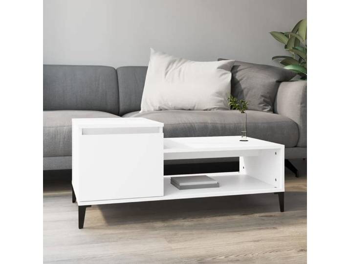 Table basse-Table Salon -Table d'appoint Blanc 100x50x45 cm Bois d'ingénierie 678482