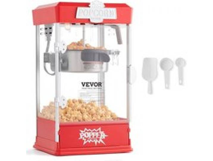 VEVOR Popcornmaschine Popcorn Maker 480 W Popcornautomat Popcorngerät 4 oz Kessel ergibt 1,5 Gal pro Ladung, Tisch-Popcornmaschine inkl. 3 Schaufeln, Popcornmaschine mit Kino-Stil Rot Café