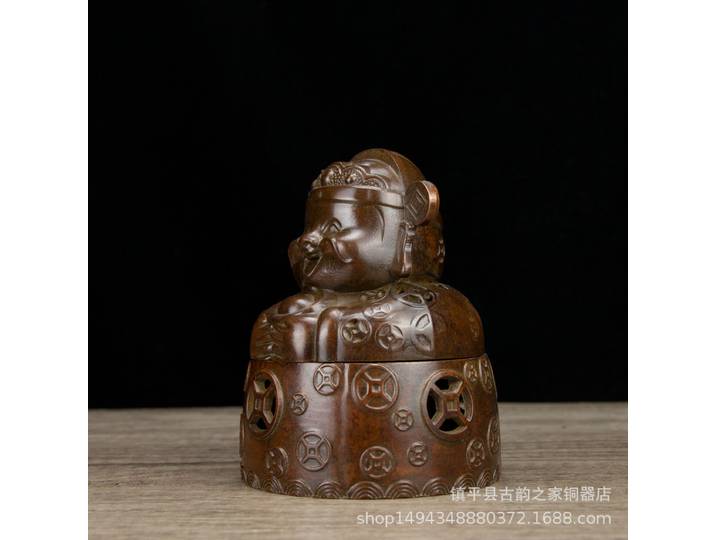 Brûleur d'encens dieu de la richesse en cuivre pur, porte-encens, bureau, maison, salon, boutique, décoration de bureau, ornement