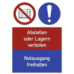 Schild Notausgang freihalten ..., Kombischild, Alu, 210x297 mm