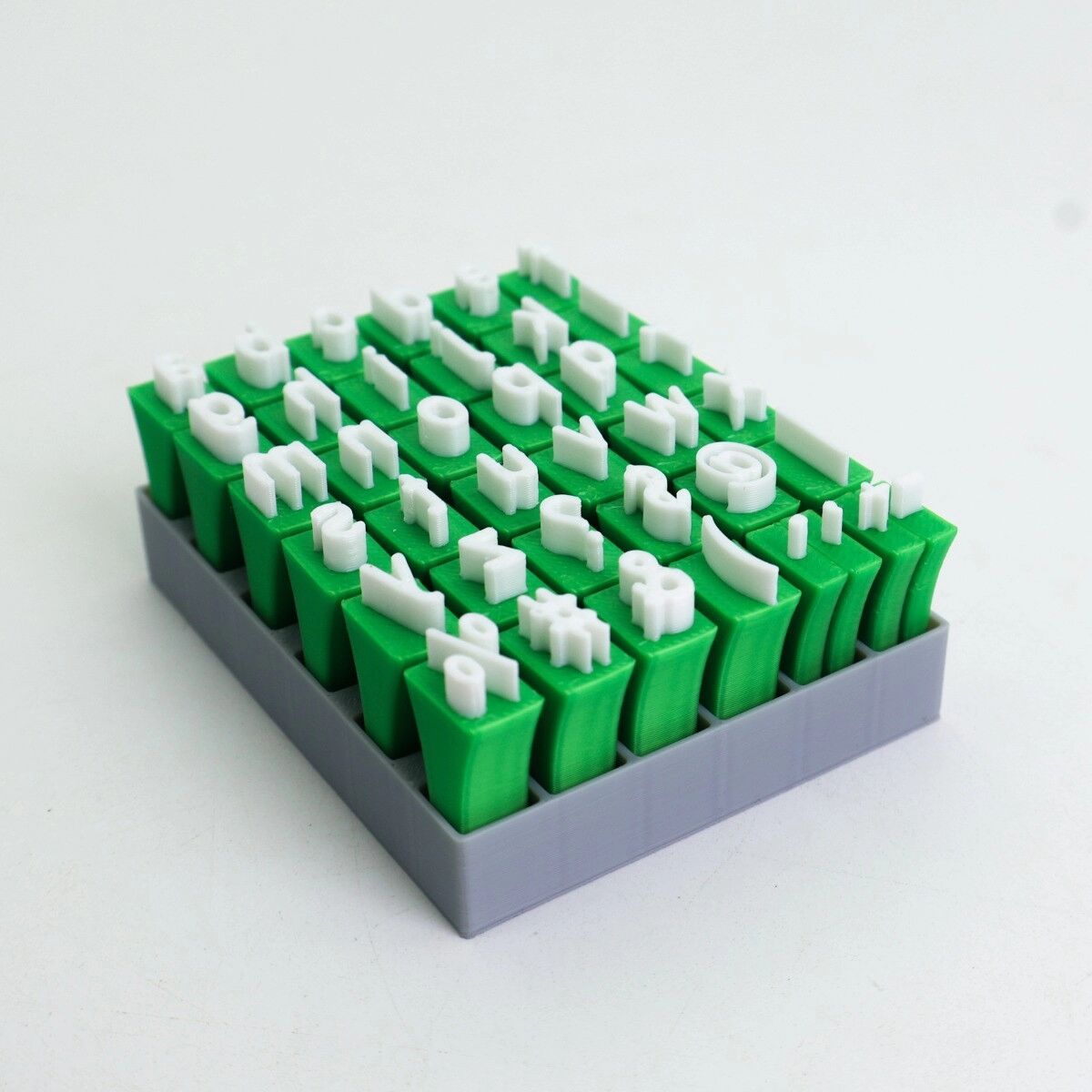 INF Set de tampons alphabet - tampons lettres en plastique portables pour poterie et loisirs créatifs (bleu sarcelle/vert,