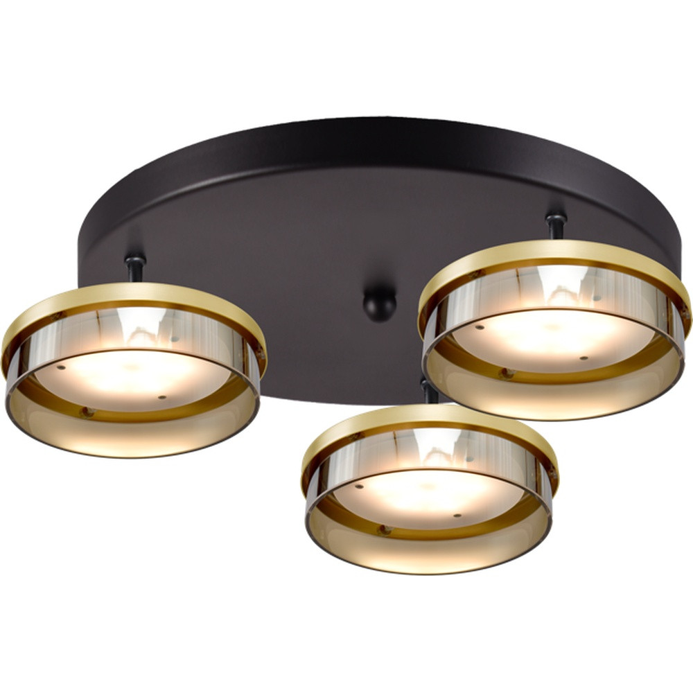 Masterlight Imperia Plafondlamp 3-lichts zwart met goud/messing