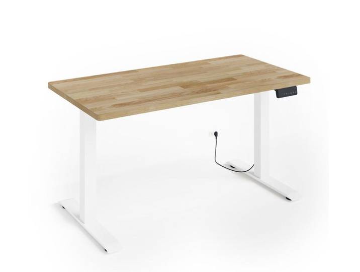 Bureau réglable BIM Natural Desk placage chêne 140x70x3 blanc/chêne