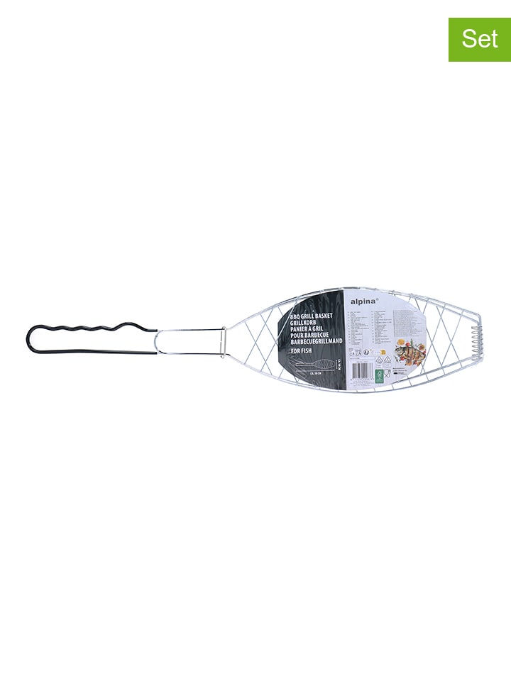 Alpina 2er-Set: Grillkörbe in Silber - (L)58,5 cm - onesize