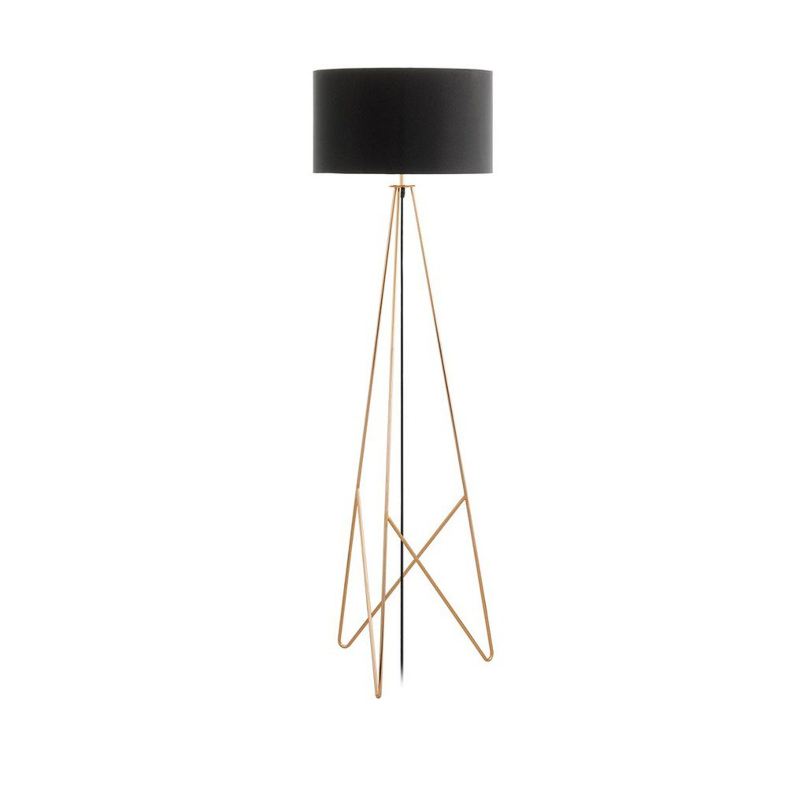 Eglo Camporale vloerlamp, zwart en koper, metaal en textiel, E27