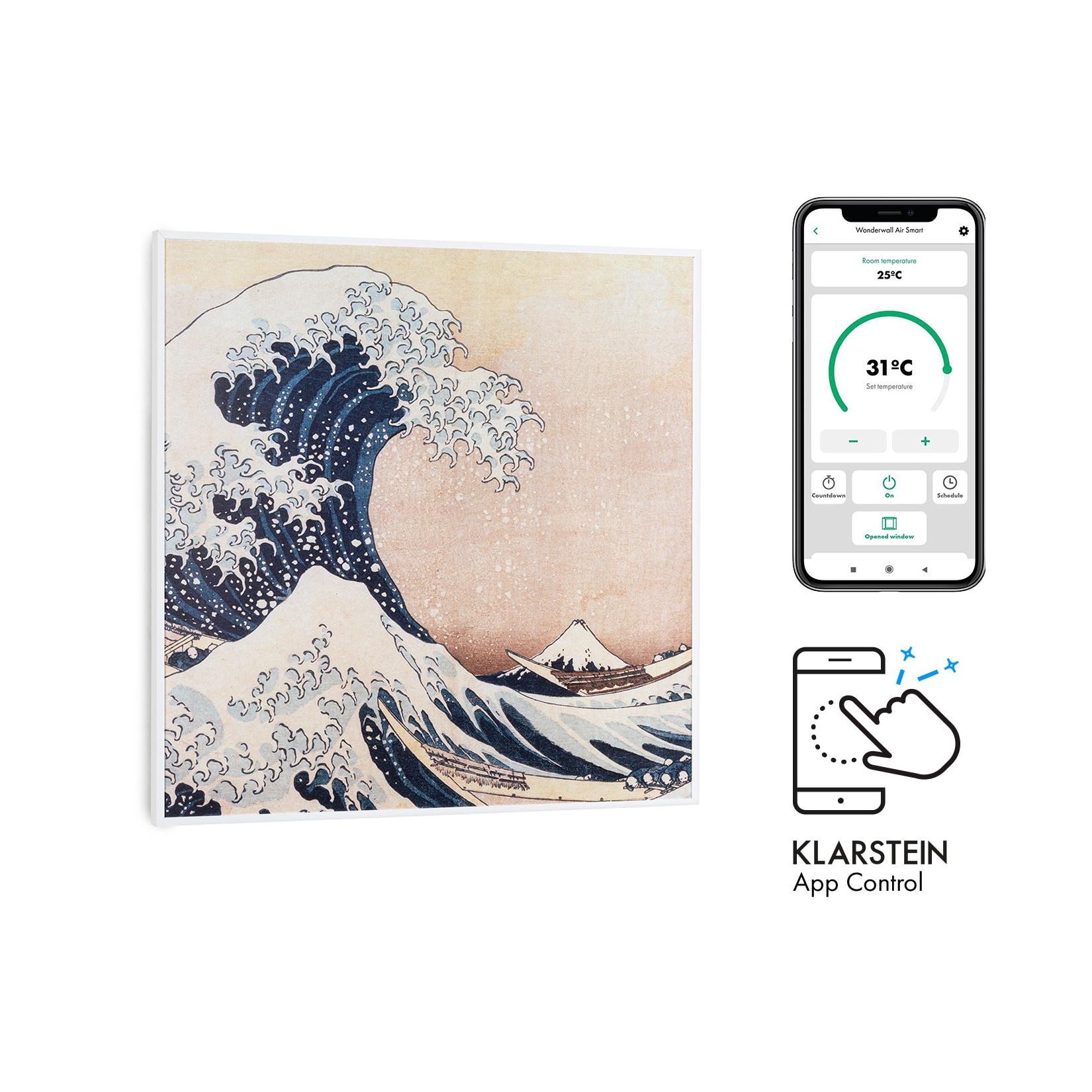 Wonderwall Air Art Smart Infrarotheizung 60x60cm 350W Wandinstallation App-Steuerung Wellen