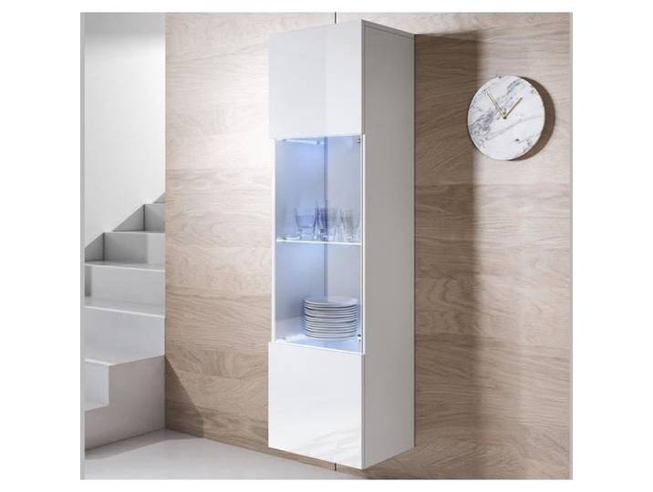 Design Ameublement - Vitrine Armoire LED LUKE V6 Suspendue - 1 porte - Blanc Brillant - 40x165x29cm