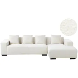 ECKSOFA 4-Sitzer Bouclé Weiß linksseitig Lungo