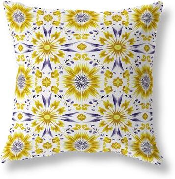 Amrita Sen Designs Yellow And Blue Batik Bliss Faux Suede Throw Pillow