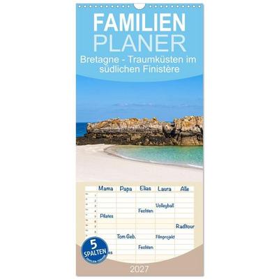 Familienplaner 2027 - Bretagne - Traumküsten im südlichen Finistère mit 5 Spalten (Wandkalender, 21 x 45 cm) CALVENDO