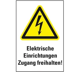 Schild I Warn-Kombischild Elektrische Einrichtungen Zugang, Kunststoff, 300x400mm, ASR A1.3, DIN EN ISO 7010 W012