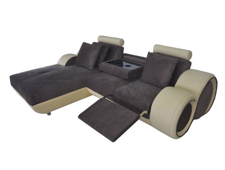 JVmoebel Ecksofa Design Ecksofa aus Leder mit USB-Anschluss und Velours-Polster, Made in Europa