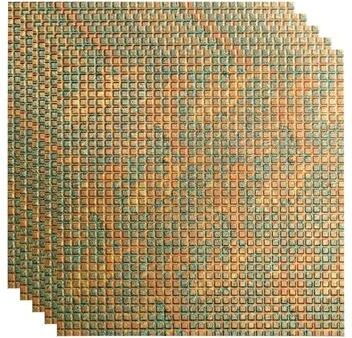 Fasade FASÄDE Square Decorative Vinyl 2ft x 2ft Lay in Ceiling Panel in Copper Fantasy (5 Pack)