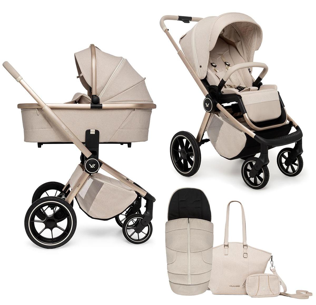 Muuvo Quick SE2 Kinderwagen Beige - leichter 2in1/3in1 Kinderwagen mit Babywanne, Sportsitz, All-Terrain-Rädern & umfangreichem Zubehörset