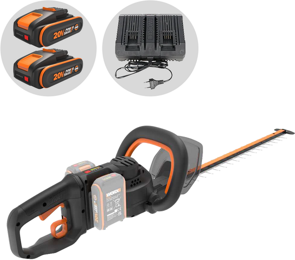 Worx Nitro WG286E - Taille-haie à batterie - 2x 20V 2Ah - lamier 60 cm
