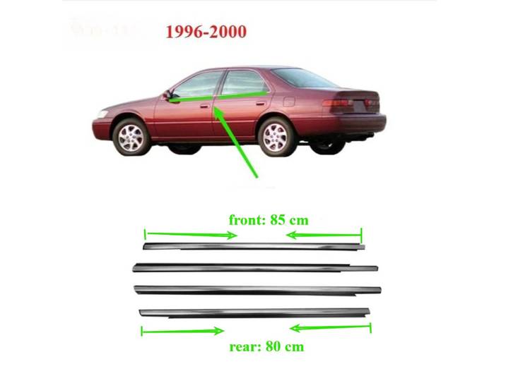 Pour Camry 1996-2000, joint en caoutchouc de protection extérieur, bande de retenue d'eau, 4 pièces, chrome 75720-33040, joint en caoutchouc de vitre extérieure
