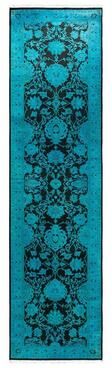 Overton "Contemporary Overdyed Wool Hand Knotted Runner - 2' 7"" x 10' 4"""