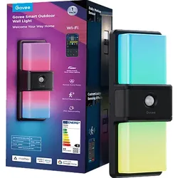 GOVEE Smarte Außen-Wandleuchte, IP65, Matter, Wandleuchte RGBICWW, Farbe