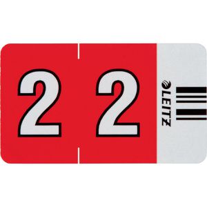 Leitz Ziffernsignale Orgacolor, 6602-00-00, Nummer 2, rot, selbstklebend, mit Strichcode, 100 Stück