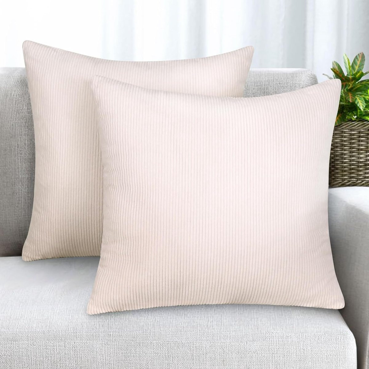 Luxento Set van 2 Corduroy Kussenslopen, 45 x 45 cm