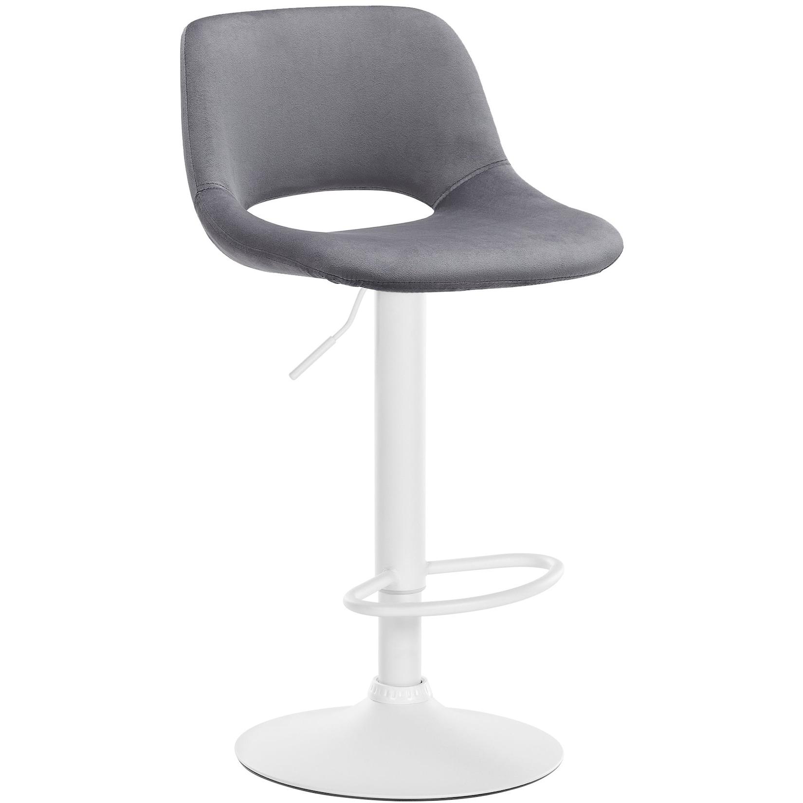 CLP Barhocker Camden Samt weiß Farbe: dunkelgrau, Material Gestell: Metall matt weiss