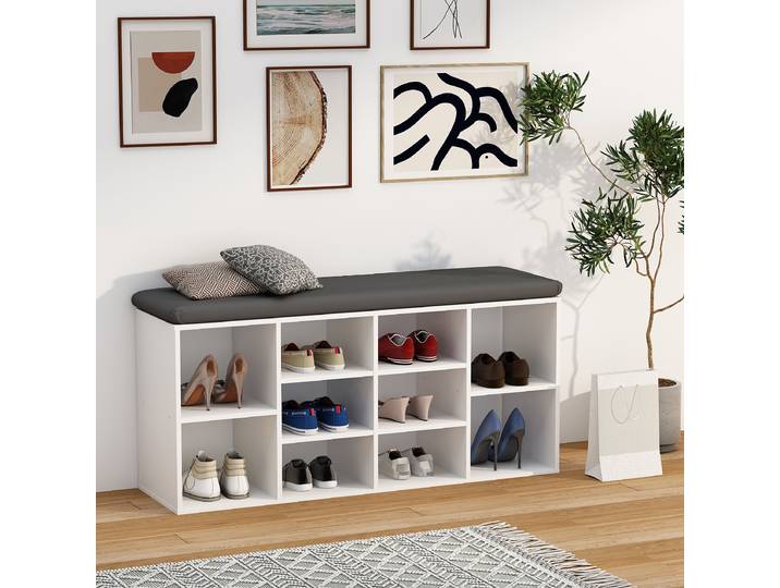 Banc à chaussures 104cm Blanc/Blanc