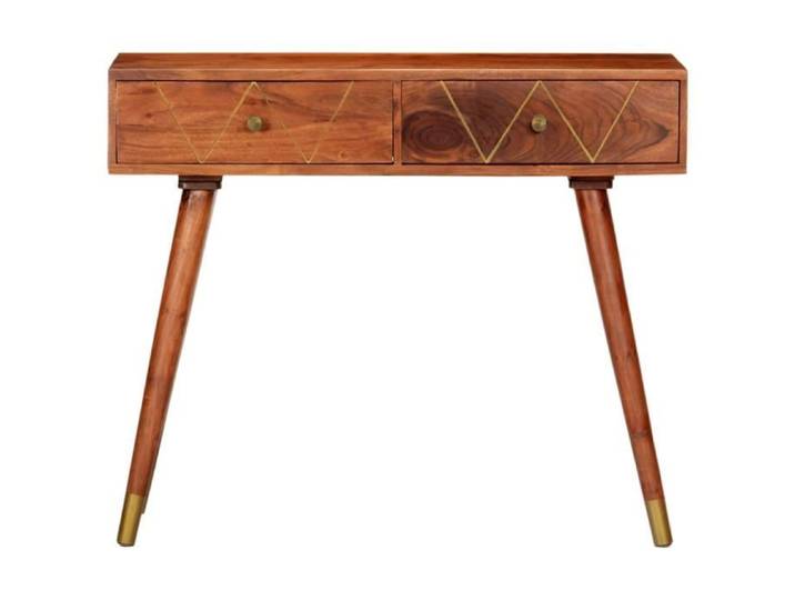 Table console - AKOZON - 90x35x76 cm - Bois d'acacia massif - Finition laquée - Style rustique