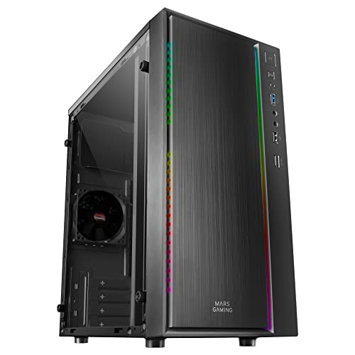 Mars Gaming MCM Micro ATX Mini-tower PC behuizing, zwart, met 16 ARGB modi en 8cm ventilator