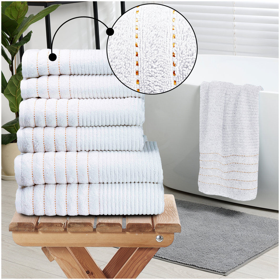 GC GAVENO CAVAILIA 6 Pack Hotel Quality Cotton Towel Set   Soft, Thick, Absorbent Family Towels Pack with 2 Bath, 2 Hand, 2 Washcloths White Bath Towel;Hand Towel;Bath Sheet