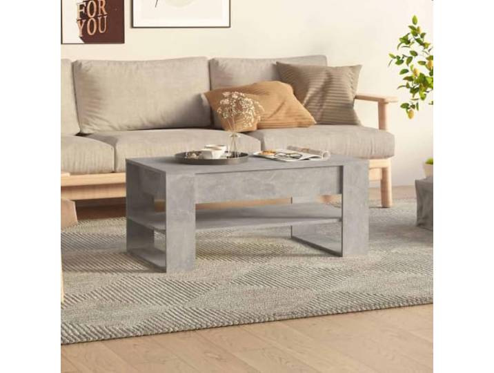 HEFZGDB Couchtisch Betongrau 102x55x45 cm Holzwerkstoff mit Stauraum und glatter Oberfläche für Wohnzimmer Ablagefläche