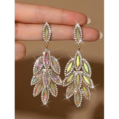 Kristallblatt-Ohrhänger für Damen – glamouröser Statement-Schmuck, elegante, funkelnde Accessoires für Partys Abendveranstaltungen