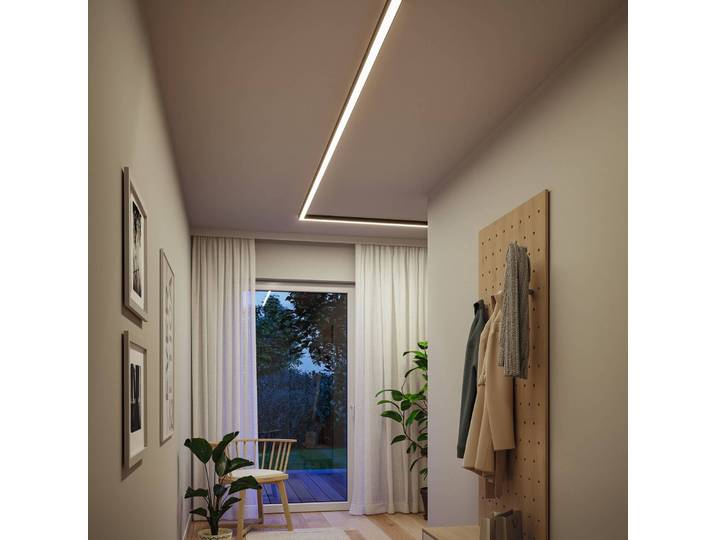 Paulmann LED-Lichtleiste Linion, schwarz, 90° Ecke, 3.000 K dimmbar, schwarz, für Wohn- / Esszimmer, Aluminium, Modern