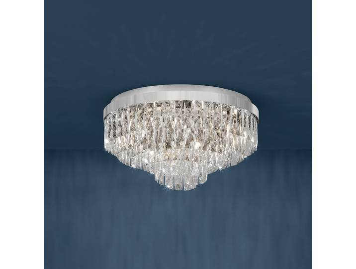 Plafonnier Valparaiso chromé Ø 58 cm en métal - Stars of Light - Salon / séjour - Verre - Multi-ampoules