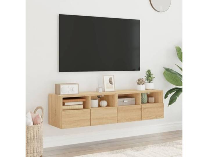 HEFZGDB TV-Wandschränke 2 STK. Sonoma-Eiche 60x30x30 cm Holzwerkstoff mit Ablagen und Fächern für Stauraum und Organisation