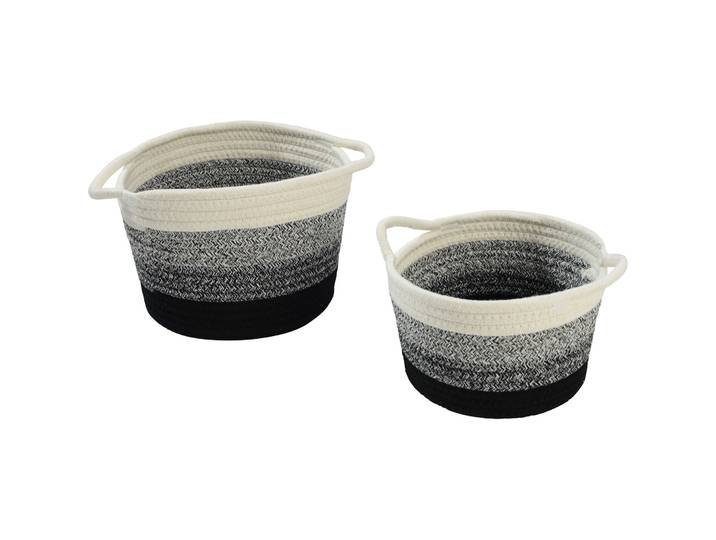 Korb Roana weiss/grau/schwarz - Material: Jute/Baumwolle - Korb
