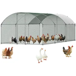 VEVOR Hühnerstall, 3x6x2 m, begehbarer Hühnerauslauf mit Abdeckung, Hühnerhaus mit Doppeldach & Sicherheitsschloss, Enten- & Kaninchenkäfig, Geflügelgehege für Hinterhof, Bauernhof, Hof