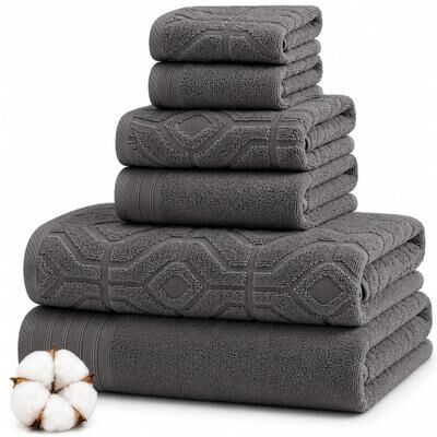 Modern Threads 6-Piece Yarn Dyed Diamond Gate Jacquard Towel Set