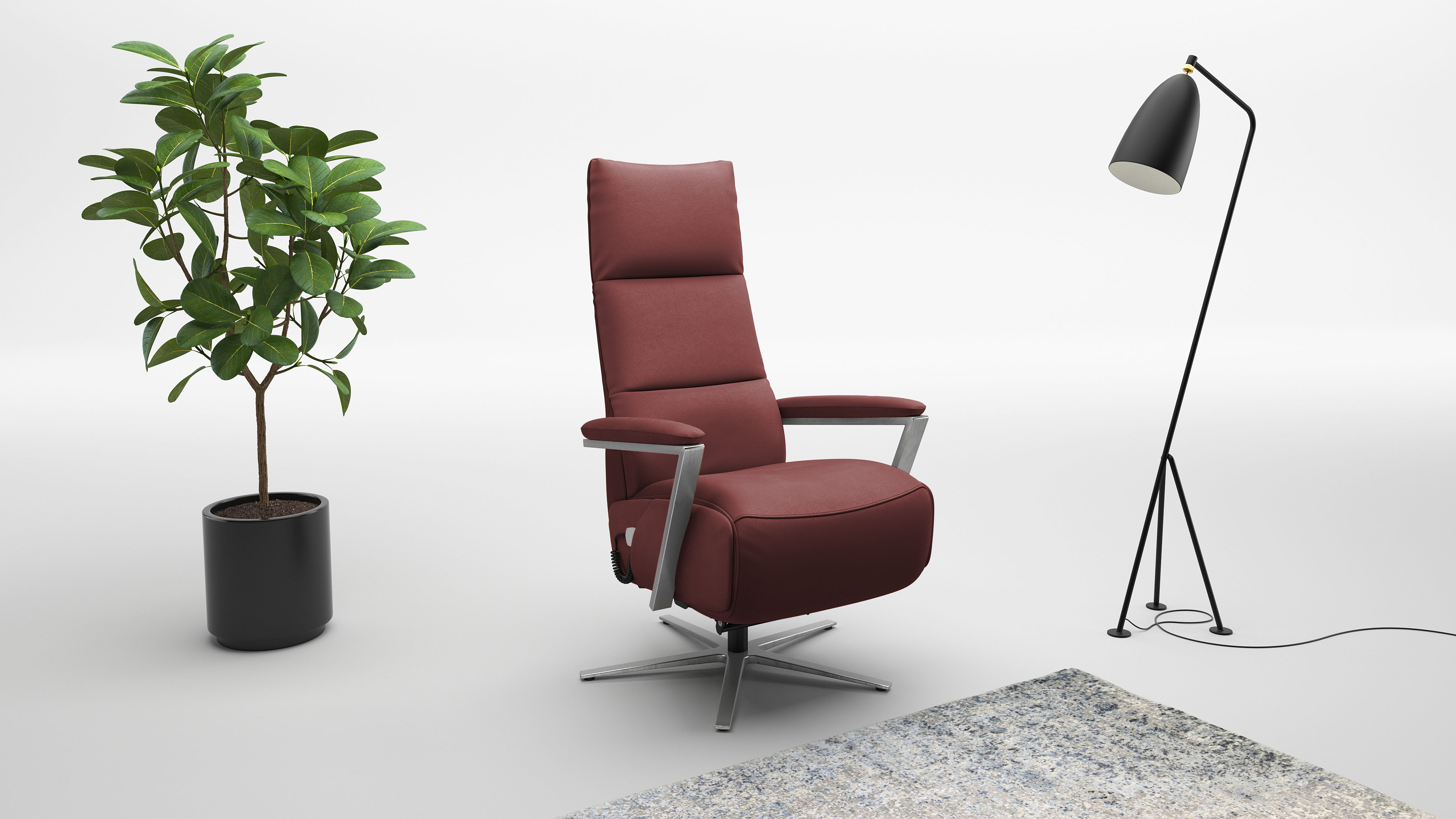 Sit & More sit&more "Vario mit Kopfteilverstellung & Drehfunktion, weitere Funktionen" Ergonomie L: elektr. Fussstütze & Rückenlehne, Herz-Waage merlot Leder, Ergonomie L, B/H/T: 70cm x 111cm x 85cm