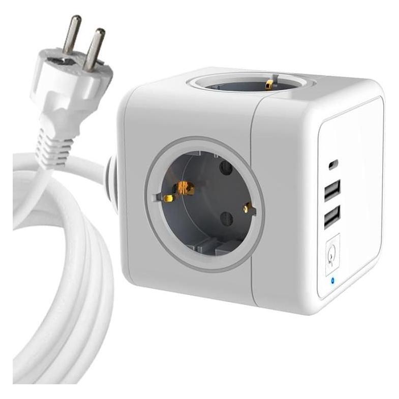 MicroConnect Power cube, 4 Schuko outlets (4x, CEE 7/4, 1.50 m) (MC-CUBE015USBC)