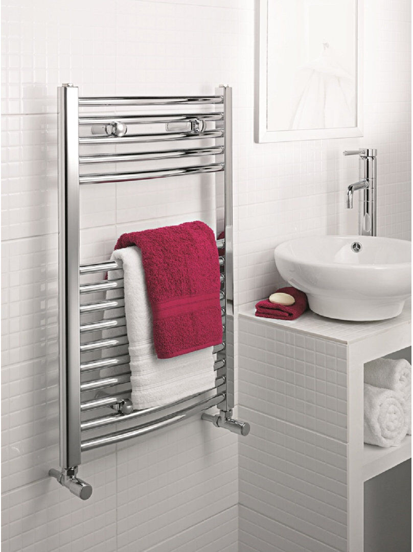 Belfry Heating Phoebe Curved Towel Rail Heated Towel Rails Silver 76.4cm L x 75cm W x 7cm D