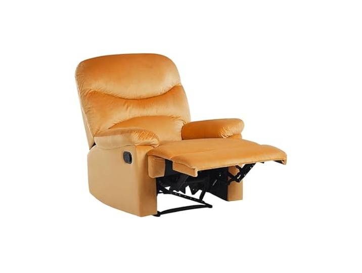 Beliani Retro Sessel Samtstoff gelb manuell verstellbar Eslov