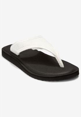 Wide Width Women's The Sylvia Stretch Fabric Soft Footbed Thong Slip On Sandal by Comfortview in White (Size 8 W)