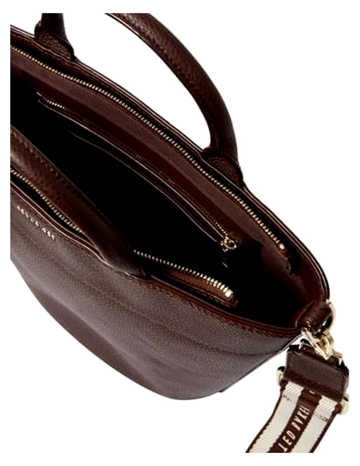 Wilsona Webbing Cross Body Leather Tote Bag Brown