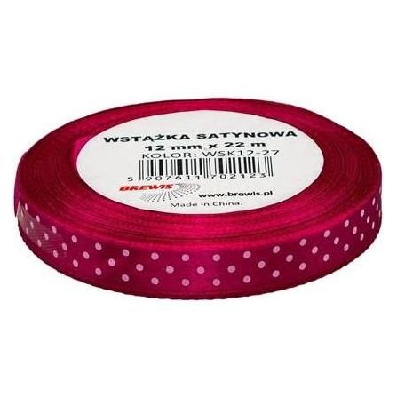 Brewis Dunkelrosa Satinband mit Punkten, 12mmx22m (47593322)