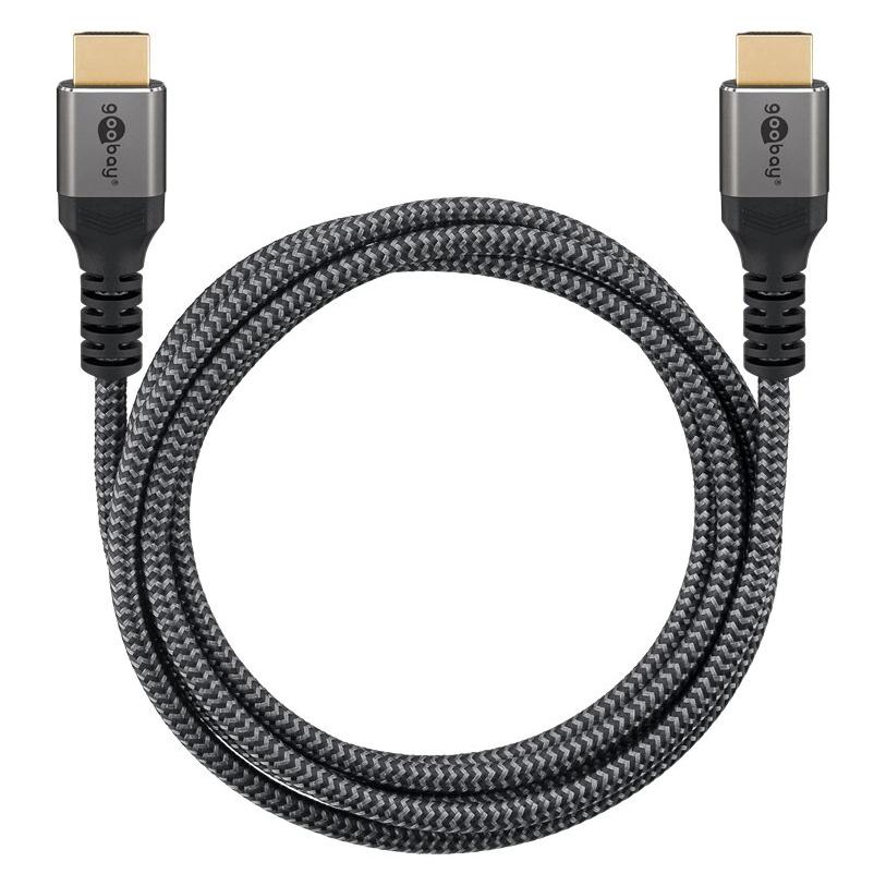 Goobay High-Speed-HDMI-Kabel mit Ethernet, 15 m, Sharkskin Grey (15 m) (64998)