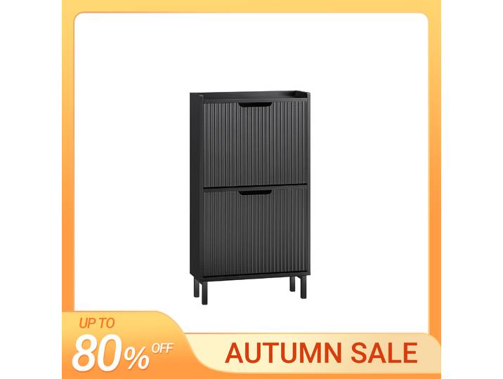 SoBuy FSR177 Camion à benne basculante à chaussures avec 2 rabats Armoire à chaussures étagère à chaussures étroite avec 2 surfaces d'étagère Commode à chaussures Étagère à chaussures