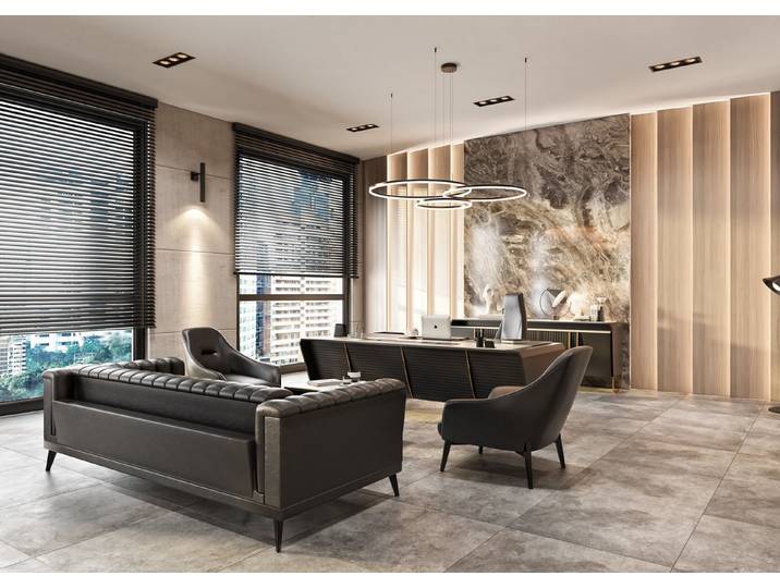 JVmoebel Schreibtisch Edler Cheftisch und elegante Konsole in mitteldunklem Holzton (1-St., 1 Tisch), Made in Europa