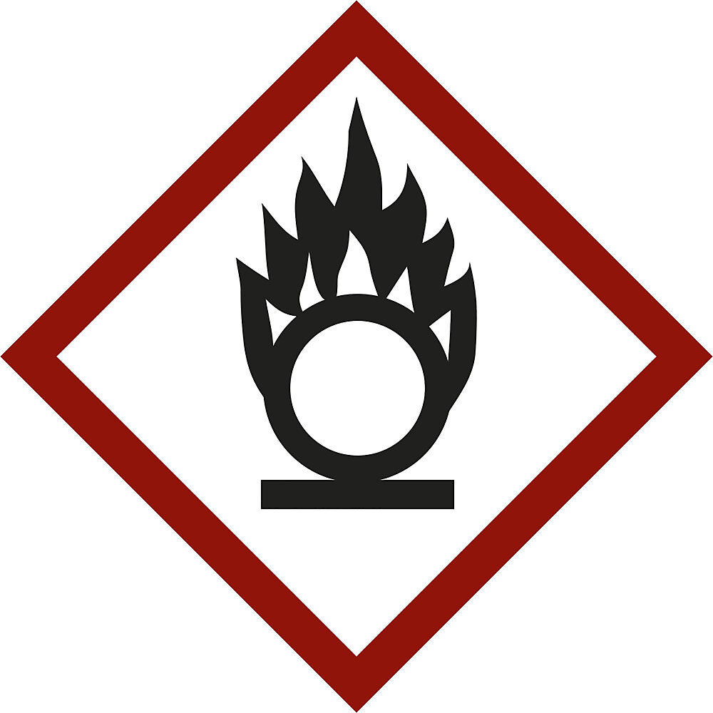kaiserkraft Gefahrstoffkennzeichen, Flamme über Kreis, VE 10 Stk, Folie, 105 x 105 mm